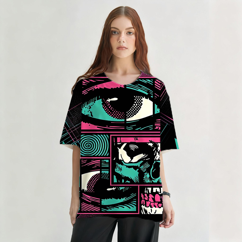 Modeocanvas Facial Fragments All Over Print T-shirt-modecanvas