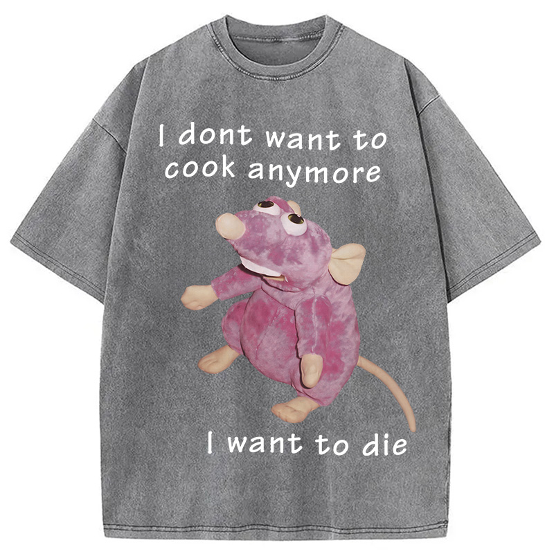 Modecanvas I Don't Want To Cook Anymore Washed T-Shirt-modecanvas