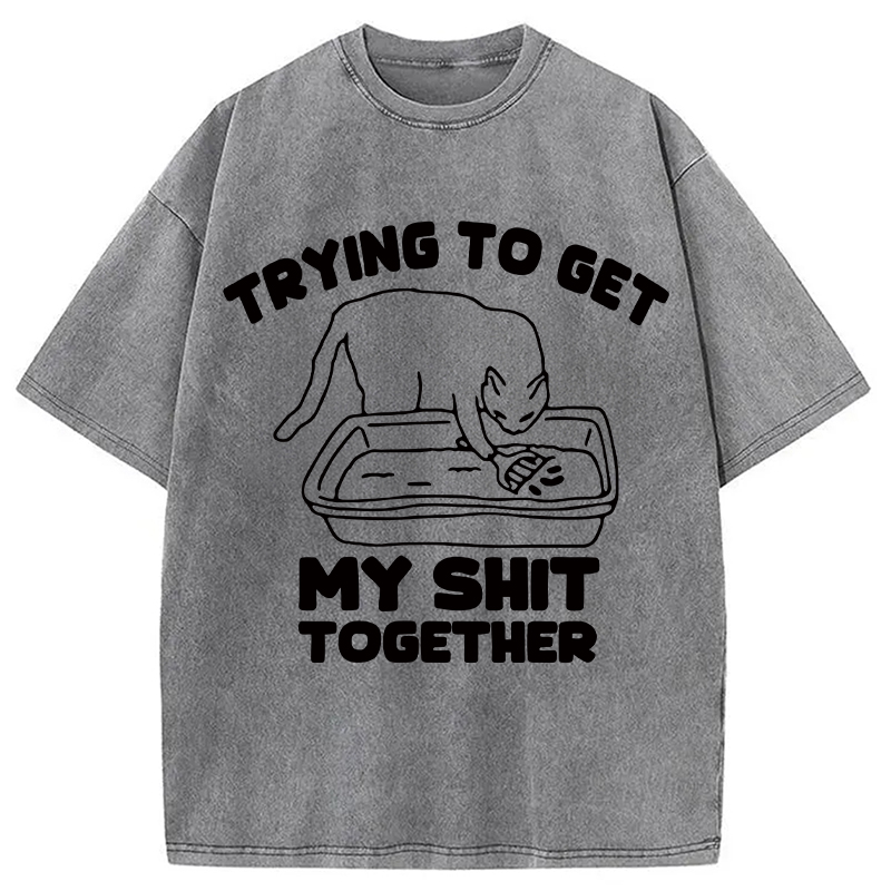Modecanvas Cleaner Cat Washed T-Shirt