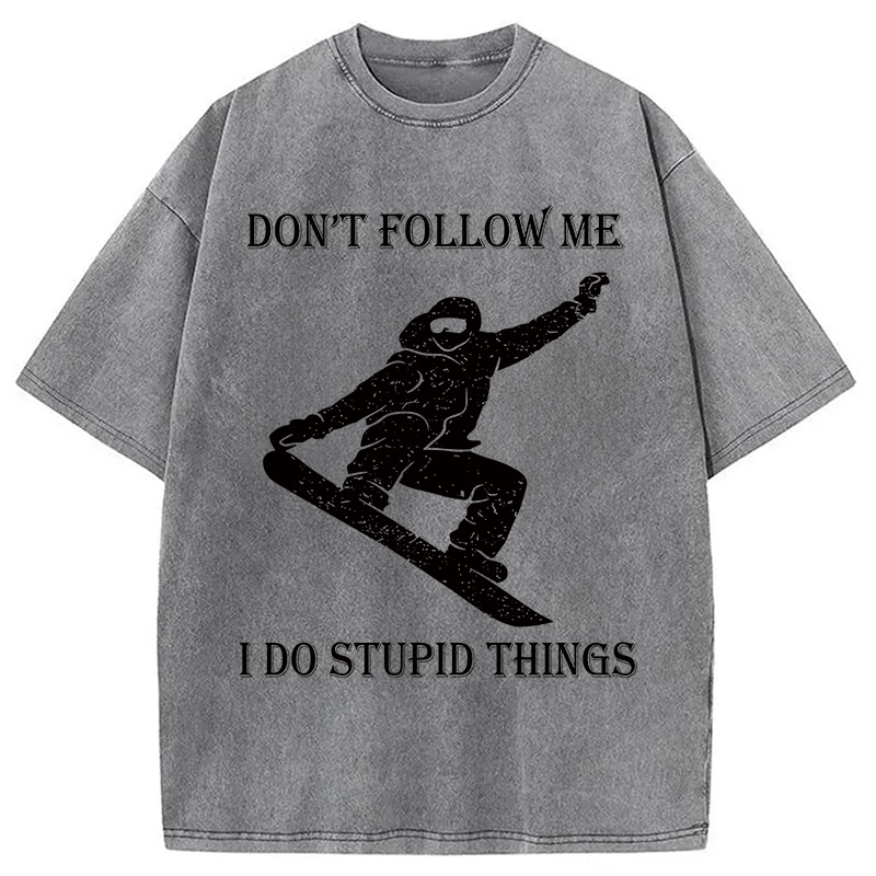 Modecanvas Winter Extreme Sports Skiing Washed T-Shirt