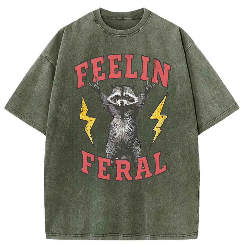 Modecanvas Feelin Feral Washed T-Shirt