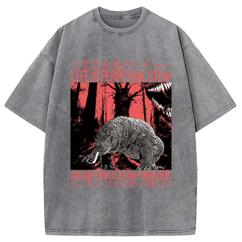Modecanvas Life is Perpetual Stew DTG Printing Washed T-Shirt-modecanvas