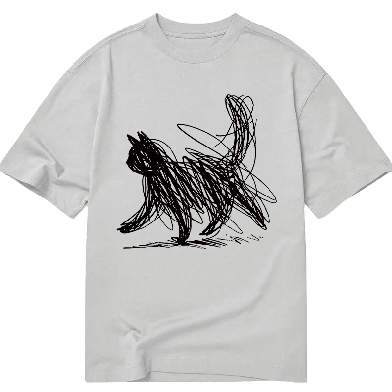 Modecanvas Minimalist Cat Art DTG Printing Classic T-Shirt-modecanvas