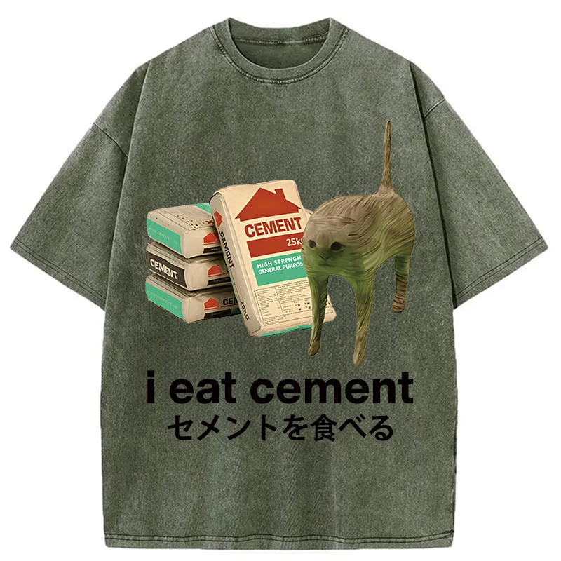 Modecanvas I Eat Cement Washed T-Shirt-modecanvas