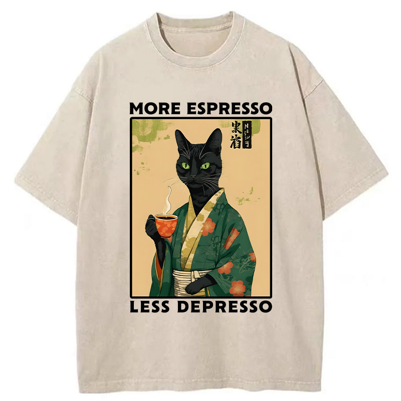 Modecanvas More Caffeine Less Sadness Washed T-Shirt