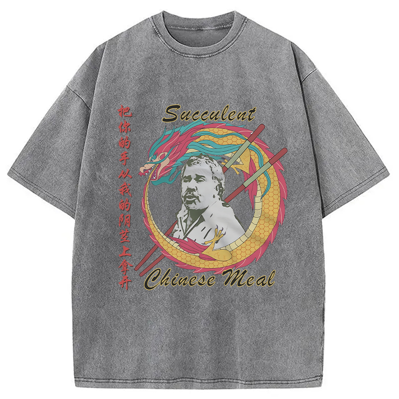 Modecanvas Succulent Chinese Meal Meme Washed T-Shirt-modecanvas