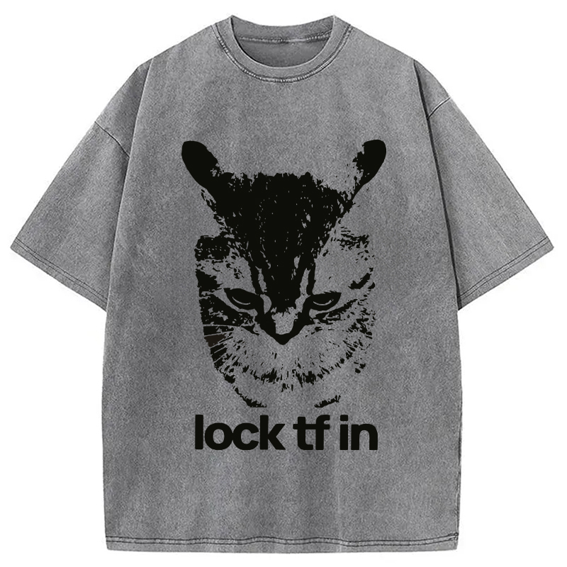 Modecanvas Lock TF In Cat Washed T-Shirt