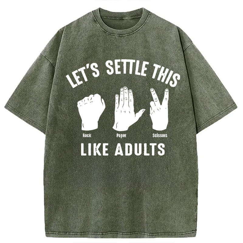 Modecanvas Solve The Problem With Rock-Paper-Scissors DTG Printing Washed T-Shirt