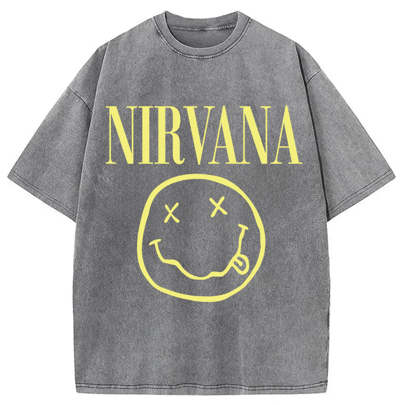 Modecanvas Yellow Smile Washed T-Shirt