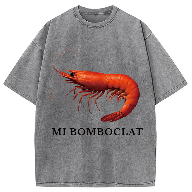 Modecanvas Mi Bomboclat Shrimp Meme Washed T-Shirt
