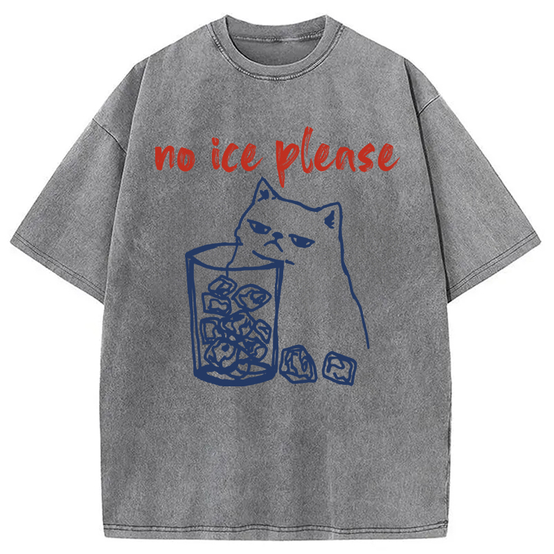 Modecanvas No Ice with Cat DTG Printing Washed T-Shirt