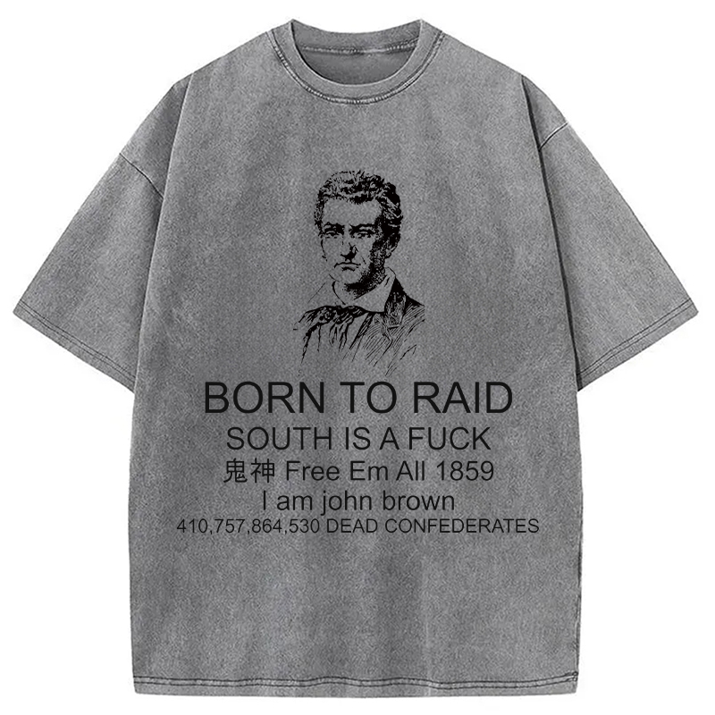 Modecanvas Born To Raid DTG Printing Washed T-Shirt