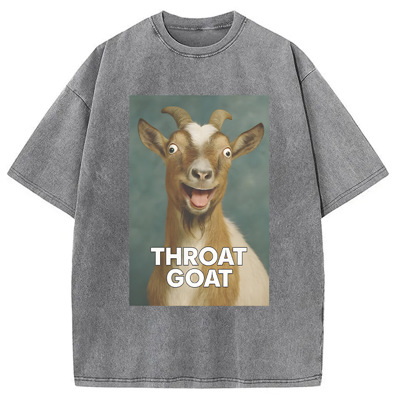 Modecanvas Throat Goat Funny DTG Printing Washed T-Shirt