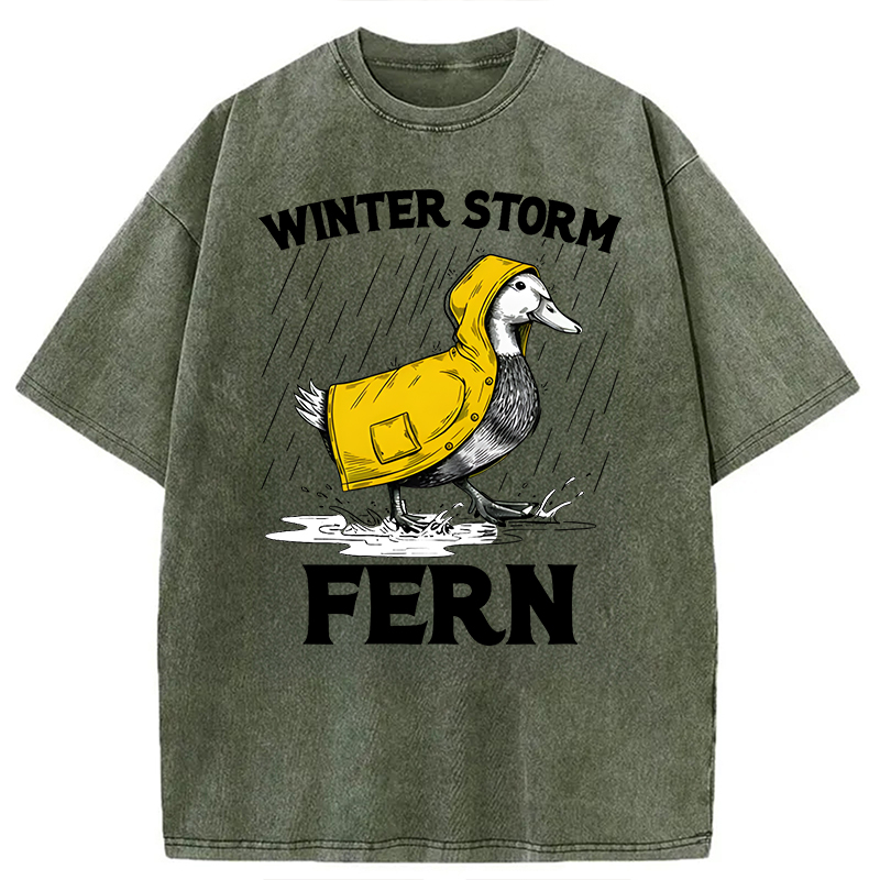 Modecanvas Winter Storm Fern 2026 DTG Printing Washed T-Shirt