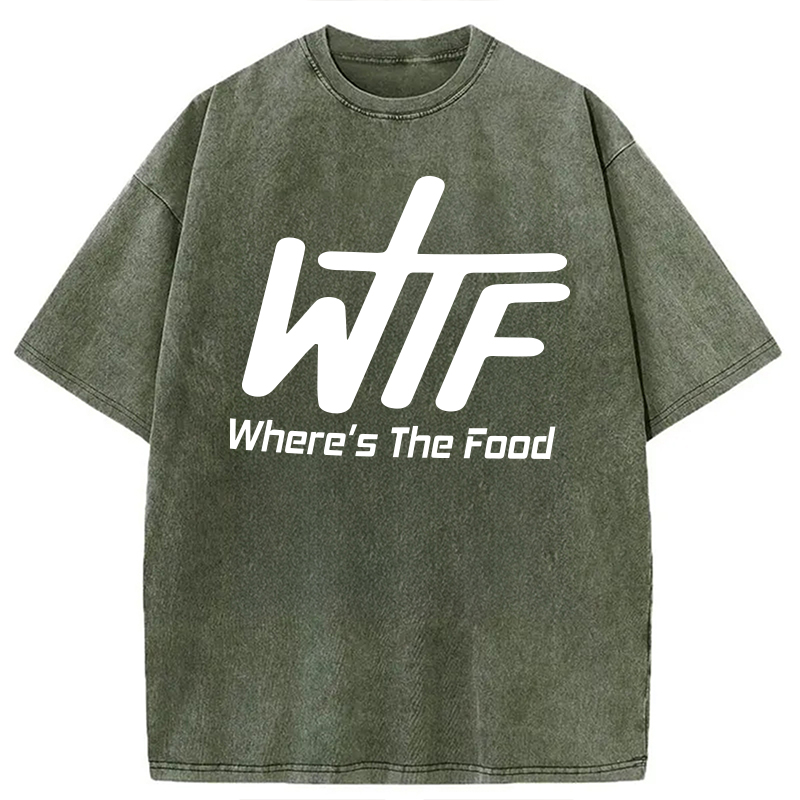 Modecanvas WTF Where Is The Food DTG Printing Washed T-Shirt