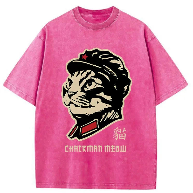 Modecanvas Chinese Spirit Cat Washed T-Shirt
