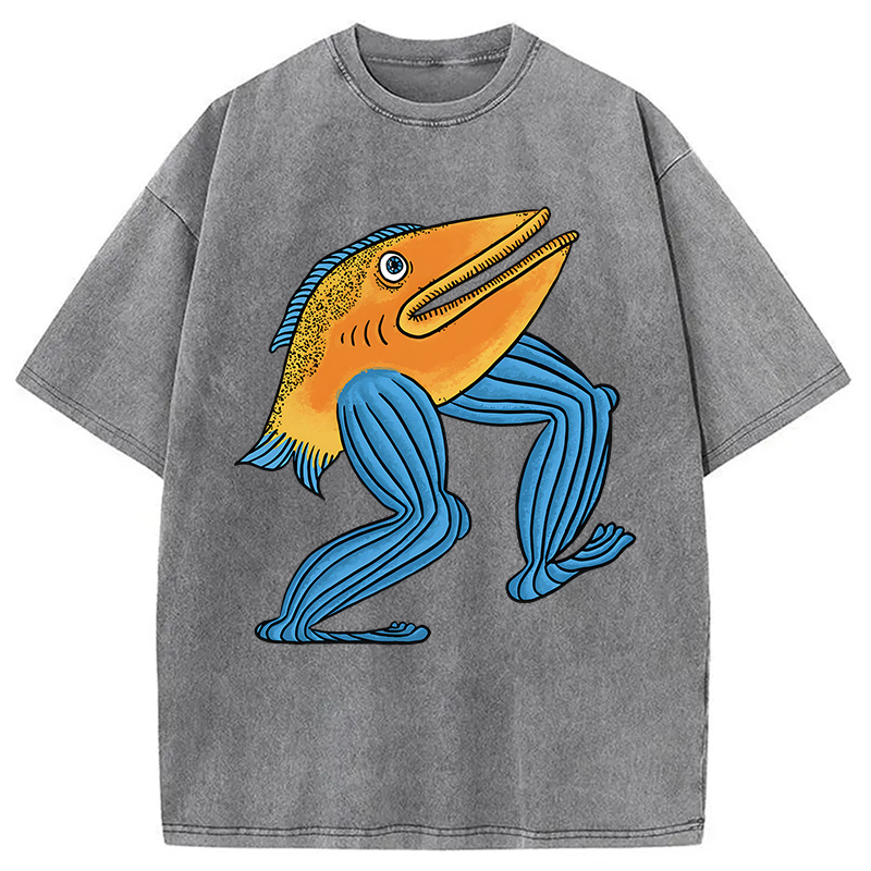 Modecanvas Leg Fish DTG Printing Washed T-Shirt