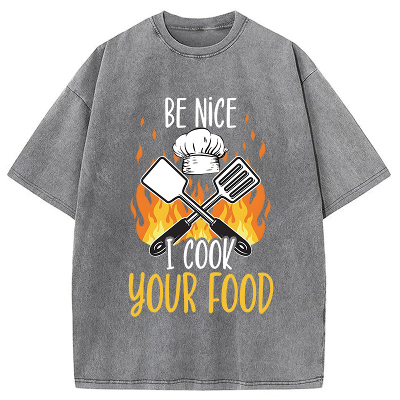 Modecanvas I Cook Your Food DTG Printing Washed T-Shirt