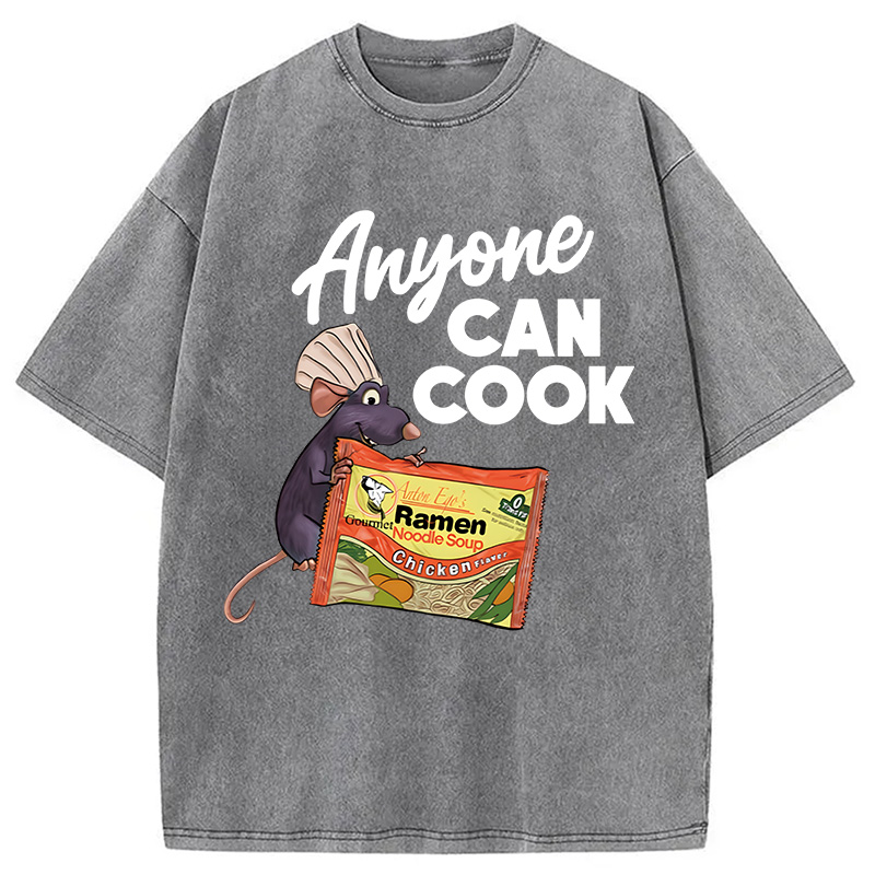 Modecanvas Anyone Can Cook Rat Meme DTG Printing Washed T-Shirt