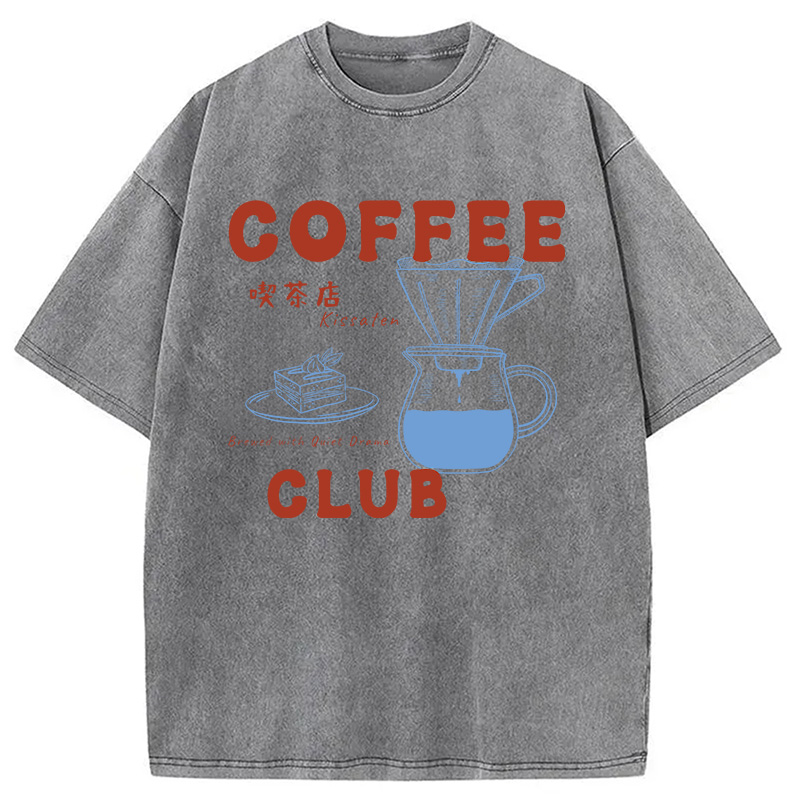Modecanvas Kissaten Coffee Club DTG Printing Washed T-Shirt