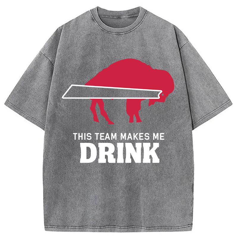 Modecanvas BILLS MAKES ME DRINK DTG Printing Washed T-Shirt