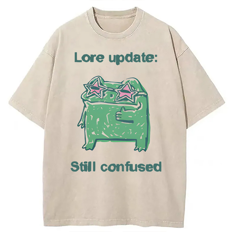 Modecanvas Lore Update Still Confused Frog DTG Printing Washed T-Shirt