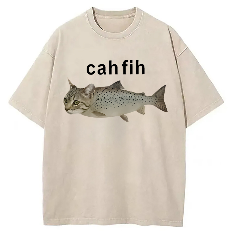 Modecanvas Cah Fih DTG Printing Washed T-Shirt-modecanvas