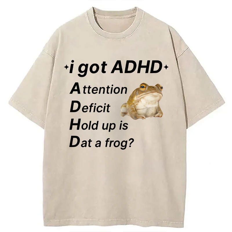 Modecanvas ADHD Frog DTG Printing Washed T-Shirt-modecanvas
