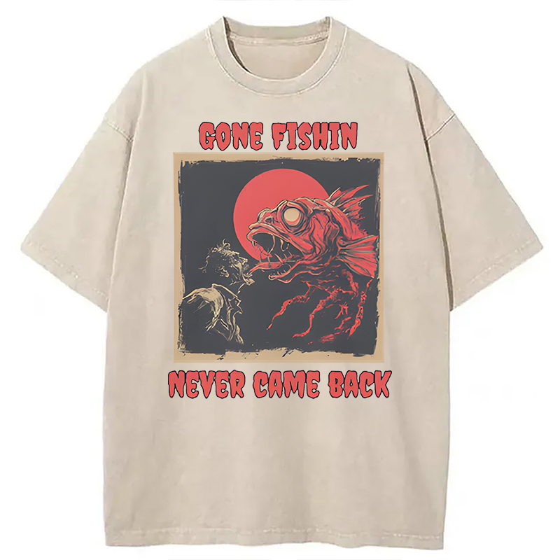Modecanvas Zombie Fish DTG Printing Washed T-Shirt-modecanvas