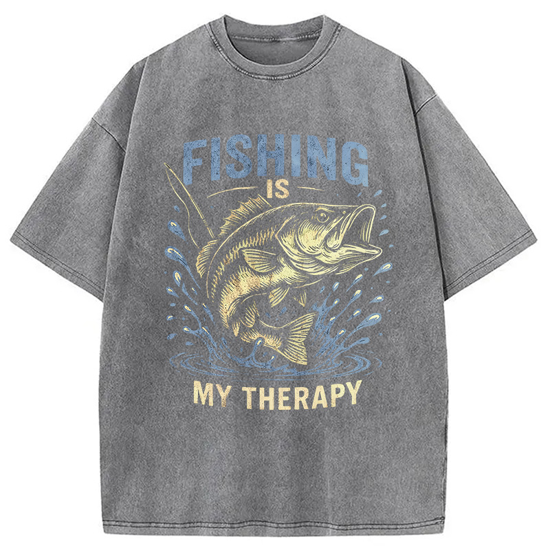 Modecanvas Funny Fisherman DTG Printing Washed T-Shirt-modecanvas