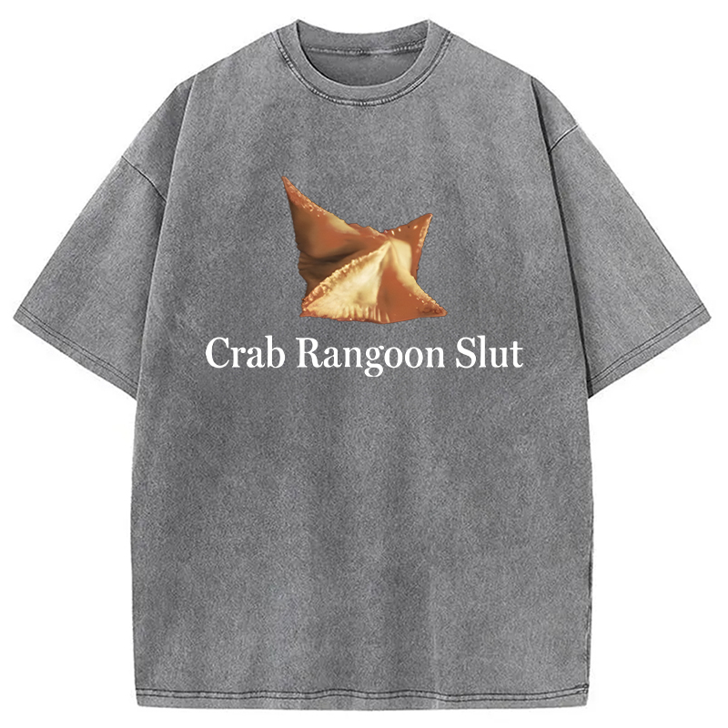 Modecanvas Crab Rangoon Slut DTG Printing Washed T-Shirt-modecanvas