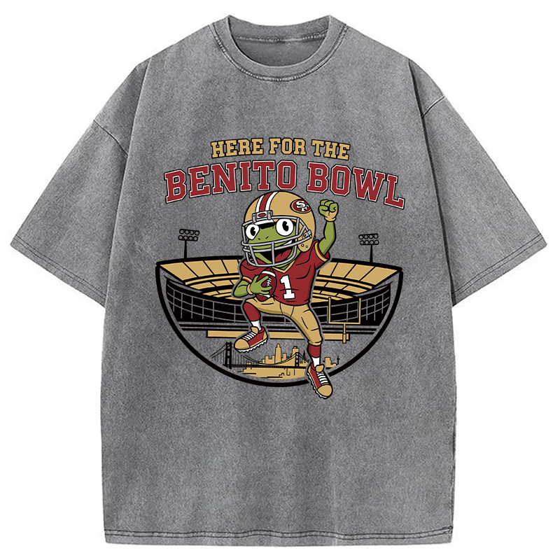 Modecanvas Here For The Benito Bowl DTG Printing Washed T-Shirt-modecanvas