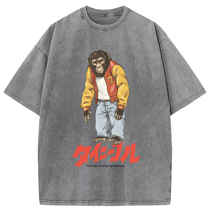Modecanvas The Past Shapes DTG Printing Washed T-Shirt-modecanvas
