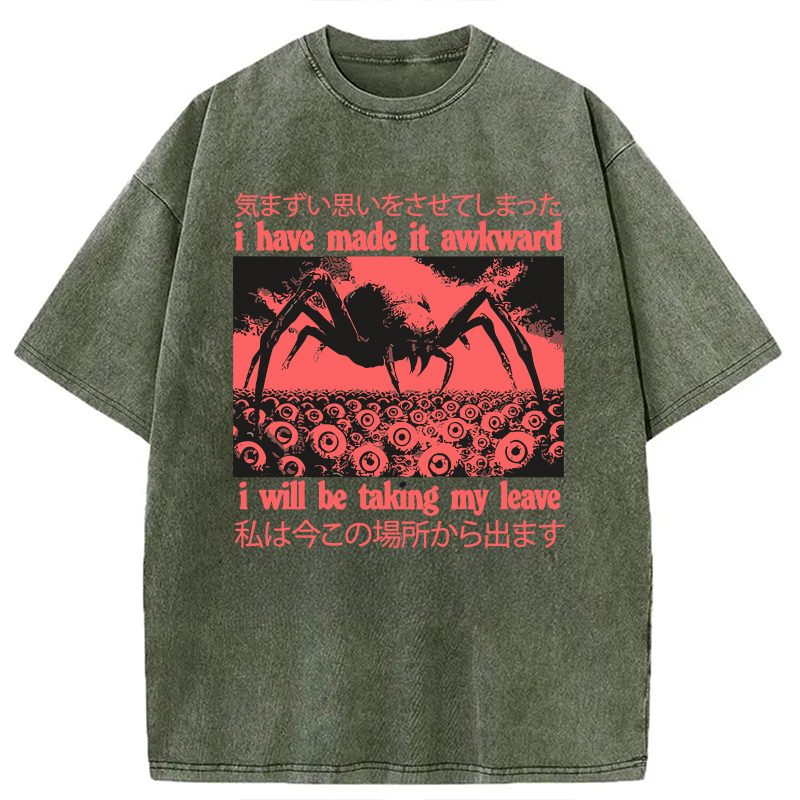 Modecanvas I Have Made It Awkward Spider Crab DTG Printing Washed T-Shirt-modecanvas