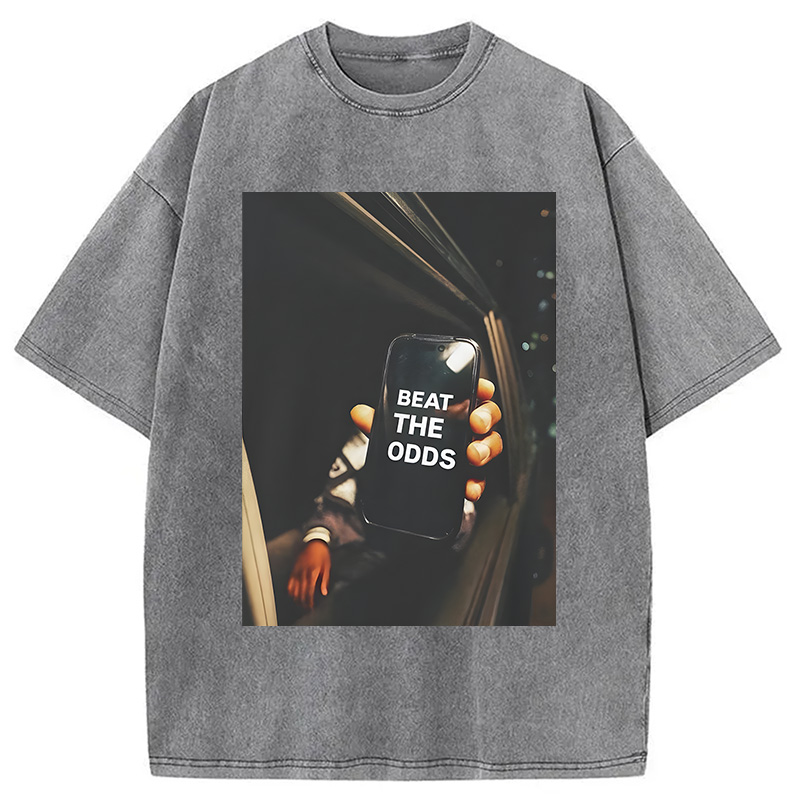 Modecanvas Beat The Odds Funny Meme DTG Printing Washed T-Shirt-modecanvas