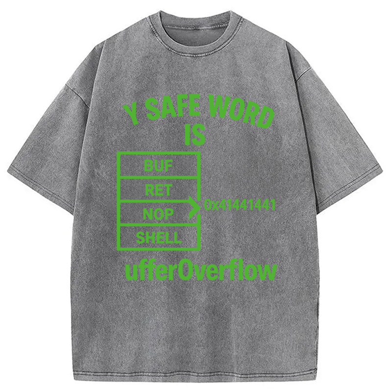 Modecanvas Buffer Overflow Funny Hacker Meme DTG Printing Washed T-Shirt-modecanvas
