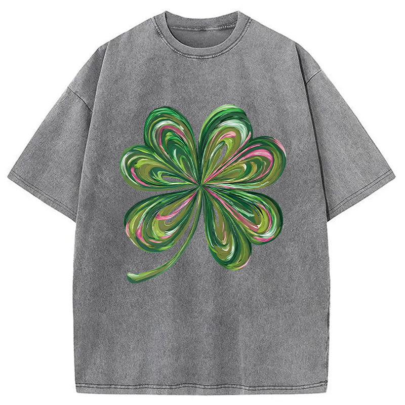 Modecanvas Lucky Shamrock DTG Printing Washed T-Shirt-modecanvas