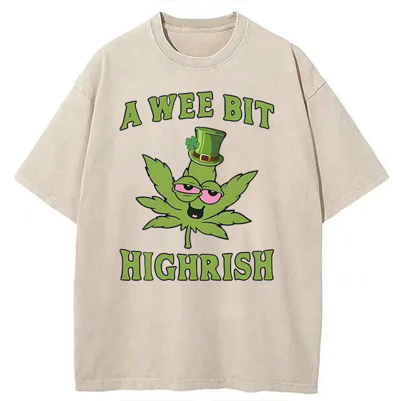 Modecanvas A Wee Bit Highrish DTG Printing Washed T-Shirt-modecanvas