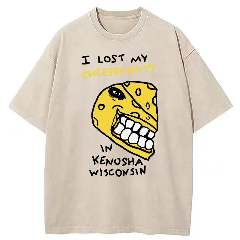 Modecanvas I Lost My Cheeseginity DTG Printing Washed T-Shirt