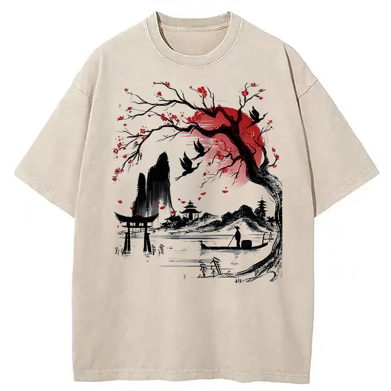 Modecanvas Japanese Dream DTG Printing Washed T-Shirt