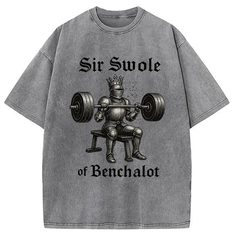 Modecanvas Sir Swole of Benchalot Gym DTG Printing Washed T-Shirt