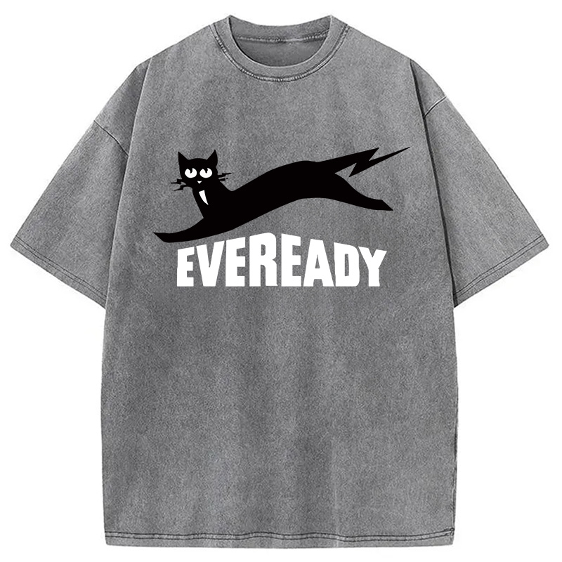 Modecanvas Eveready Cat DTG Printing Washed T-Shirt