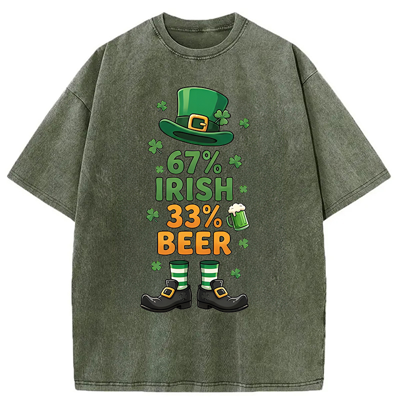 Modecanvas 67 Irish 33 Beer DTG Printing Washed T-Shirt