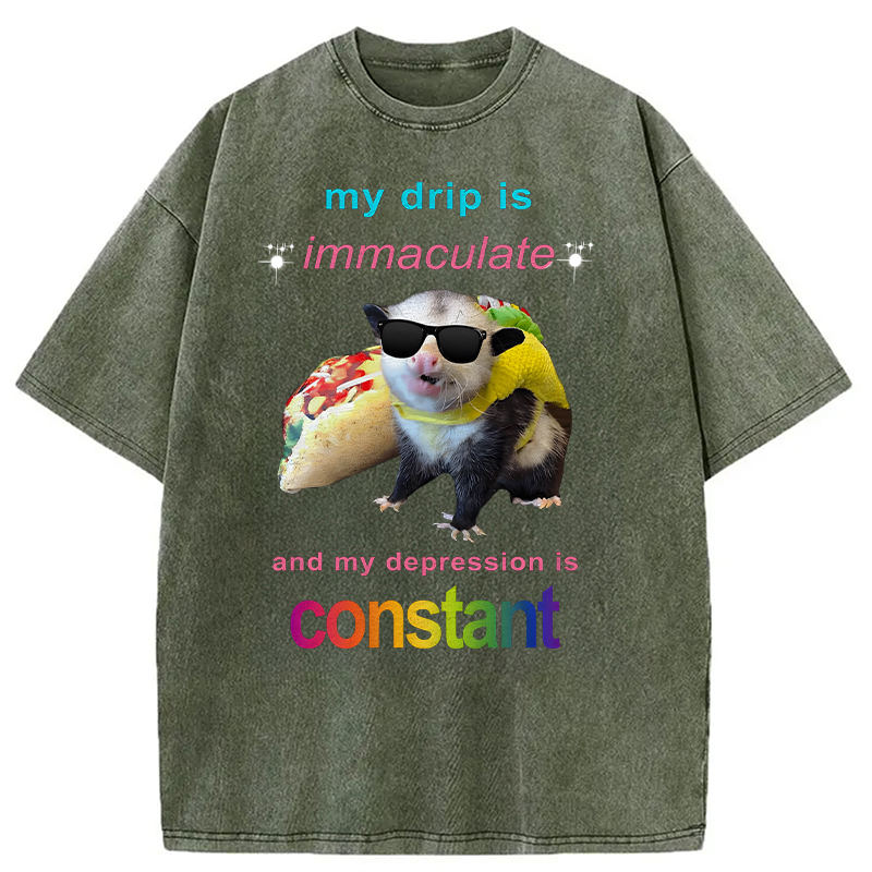 Modecanvas My Drip Is Immaculate DTG Printing Washed T-Shirt