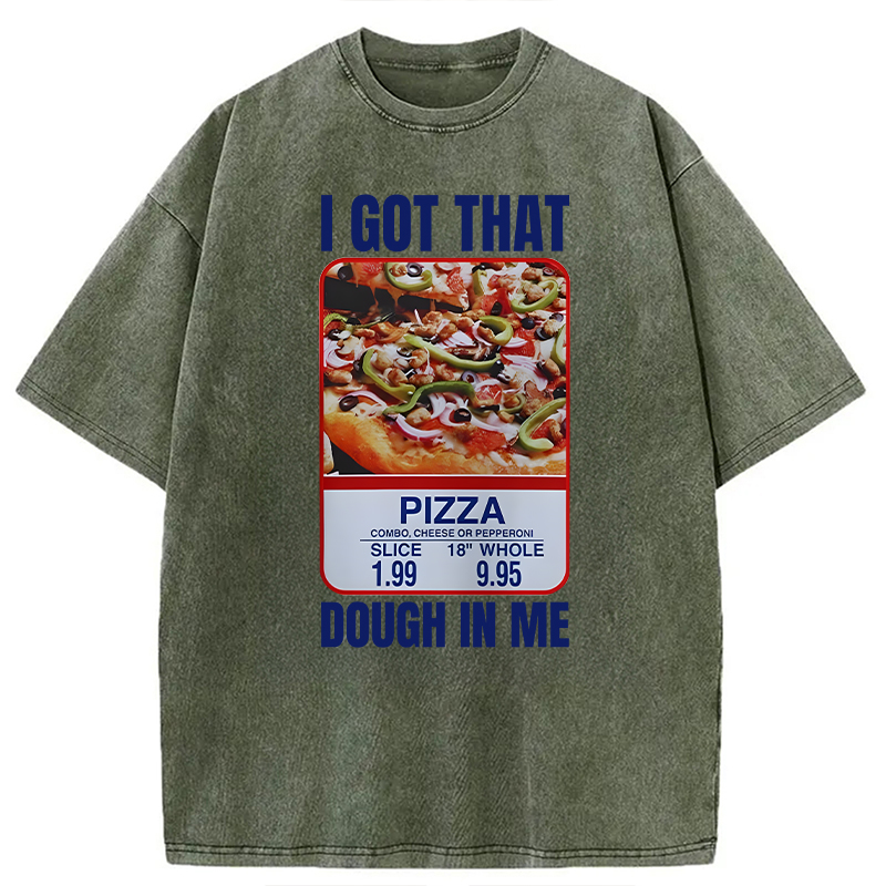 Modecanvas Fun Pizza Meme DTG Printing Washed T-Shirt