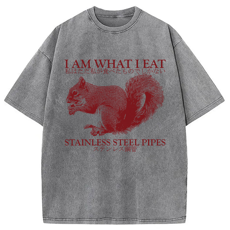 Modecanvas I Am What I Eat DTG Printing Washed T-Shirt