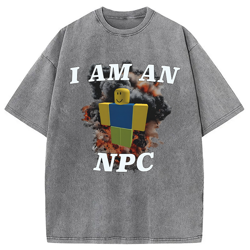 Modecanvas Roblox NPC Meme DTG Printing Washed T-Shirt