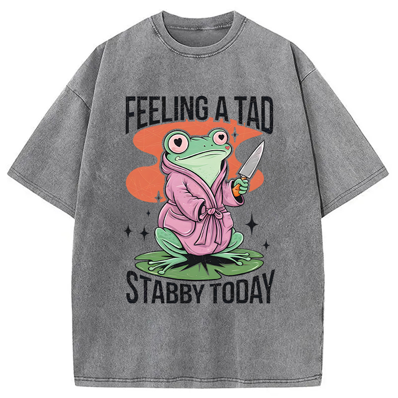 Modecanvas Stabby Frog Funny Meme DTG Printing Washed T-Shirt