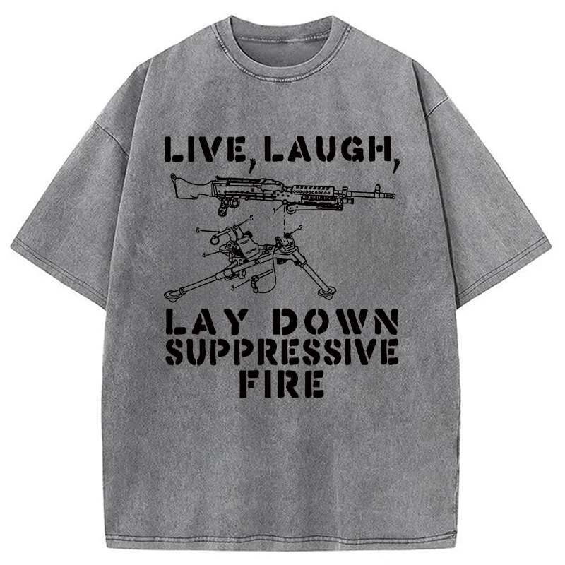 Modecanvas Suppression By Force Funny DTG Printing Washed T-Shirt
