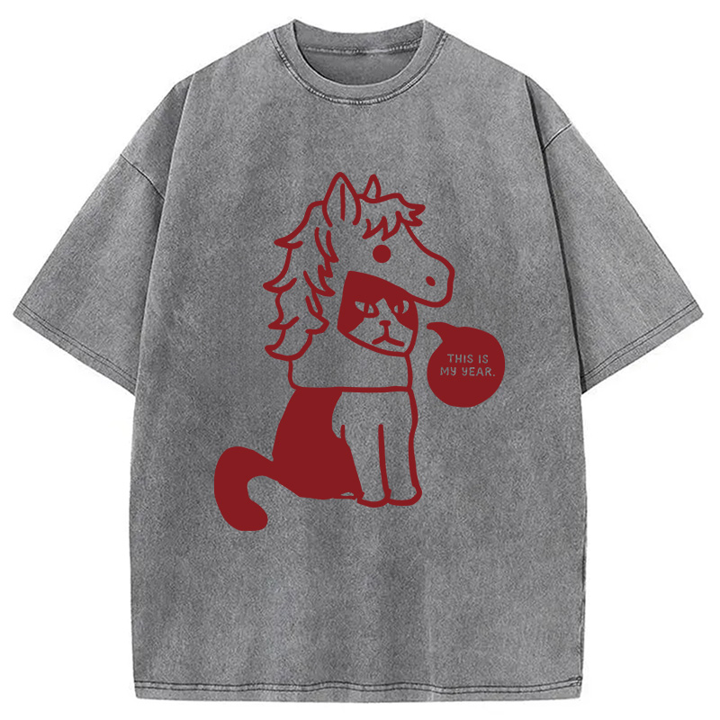 Modecanvas This Is My Year Horse Year DTG Printing Washed T-Shirt